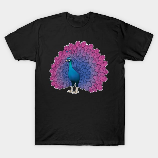 Bisexual Pride Peacock T-Shirt by celestialuka